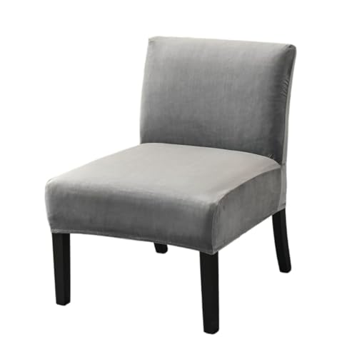 Stretch-Stuhlbezug Aus Samt Ohne Armlehnen – Dicker, Solider Schonbezug for Slipper-Stuhl Mit Elastischen Schlaufen, Weicher, Rutschfester Möbelbezug for Wohnzimmer, Café, Hotel(Gray) von Hueborne