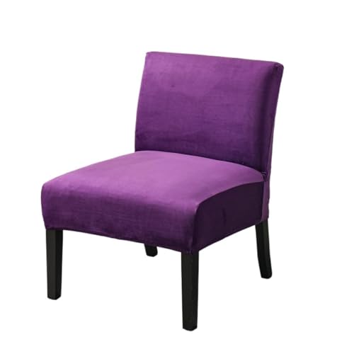 Stretch-Stuhlbezug Aus Samt Ohne Armlehnen – Dicker, Solider Schonbezug for Slipper-Stuhl Mit Elastischen Schlaufen, Weicher, Rutschfester Möbelbezug for Wohnzimmer, Café, Hotel(Purple) von Hueborne