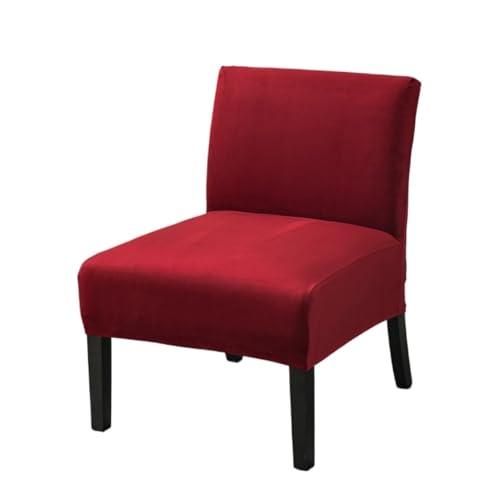 Stretch-Stuhlbezug Aus Samt Ohne Armlehnen – Dicker, Solider Schonbezug for Slipper-Stuhl Mit Elastischen Schlaufen, Weicher, Rutschfester Möbelbezug for Wohnzimmer, Café, Hotel(Red Wine) von Hueborne