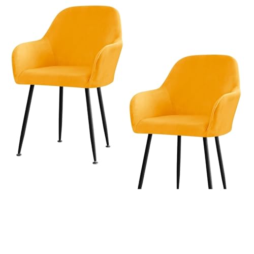 Stuhlhussen for Esszimmerstühle Aus Samt Mit Gebogener Rückenlehne Und Armlehnen, Dehnbarer Spandex-Schonbezug for Akzentstühle, Barhocker, Sesselschoner for Küche Und Büro(Gold,2pcs) von Hueborne