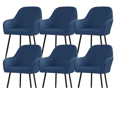 Stuhlhussen for Esszimmerstühle Aus Samt Mit Gebogener Rückenlehne Und Armlehnen, Dehnbarer Spandex-Schonbezug for Akzentstühle, Barhocker, Sesselschoner for Küche Und Büro(Navy Blue,6pcs) von Hueborne
