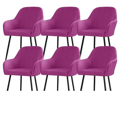 Stuhlhussen for Esszimmerstühle Aus Samt Mit Gebogener Rückenlehne Und Armlehnen, Dehnbarer Spandex-Schonbezug for Akzentstühle, Barhocker, Sesselschoner for Küche Und Büro(Purple,6pcs) von Hueborne