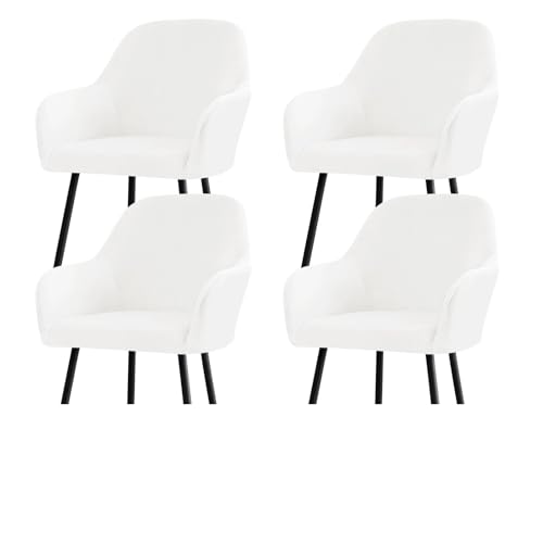 Stuhlhussen for Esszimmerstühle Aus Samt Mit Gebogener Rückenlehne Und Armlehnen, Dehnbarer Spandex-Schonbezug for Akzentstühle, Barhocker, Sesselschoner for Küche Und Büro(White,4pcs) von Hueborne