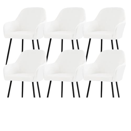 Stuhlhussen for Esszimmerstühle Aus Samt Mit Gebogener Rückenlehne Und Armlehnen, Dehnbarer Spandex-Schonbezug for Akzentstühle, Barhocker, Sesselschoner for Küche Und Büro(White,6pcs) von Hueborne