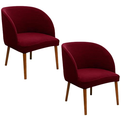 Stuhlhussen for Esszimmerstühle Mit Gebogener Rückenlehne (2er-Pack), Weiche Stretch-Schonbezüge, Passend for Rückenlehnenhöhen Von 13–18 Zoll, Schutz for Wohnzimmer- Und Küchenmöbel(Wine Red) von Hueborne