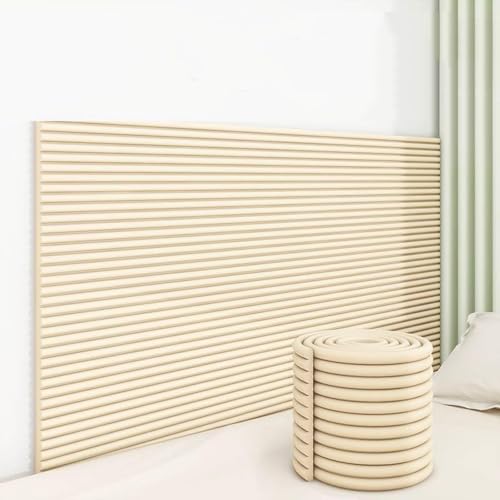 Weiche 3D-Wandverkleidung For Schlafzimmer Und Tatami-Matten – Selbstklebendes Kopfteil For Abziehen Und Aufkleben – Beige Wandschutzfolie Aus NBR-Schaum(Beige,30x200cm/11.8x78.7in) von Hueborne
