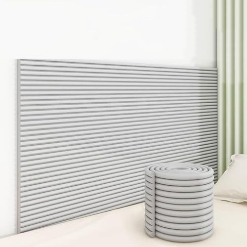 Weiche 3D-Wandverkleidung For Schlafzimmer Und Tatami-Matten – Selbstklebendes Kopfteil For Abziehen Und Aufkleben – Beige Wandschutzfolie Aus NBR-Schaum(Light Grey,15x200cm/5.9x78.7in) von Hueborne