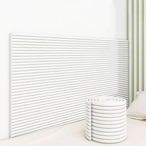 Weiche 3D-Wandverkleidung For Schlafzimmer Und Tatami-Matten – Selbstklebendes Kopfteil For Abziehen Und Aufkleben – Beige Wandschutzfolie Aus NBR-Schaum(White,15x200cm/5.9x78.7in) von Hueborne