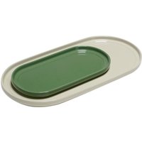 Hübsch Interior - Amare Tablett, oval, sand / grün (2er-Set) von Hübsch Interior