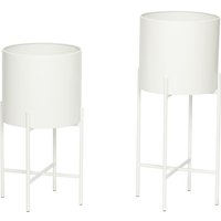 Hübsch Interior - Airy Pflanztopf mit Gestell, weiß (2er-Set) von Hübsch Interior