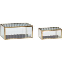 Hübsch Interior - Ripple Glasboxen, Messing / klar (2er-Set) von Hübsch Interior