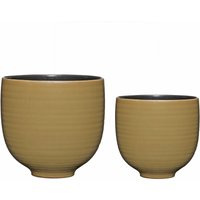 Hübsch Interior - Yuka Keramiktöpfe, grün (2er-Set) von Hübsch Interior