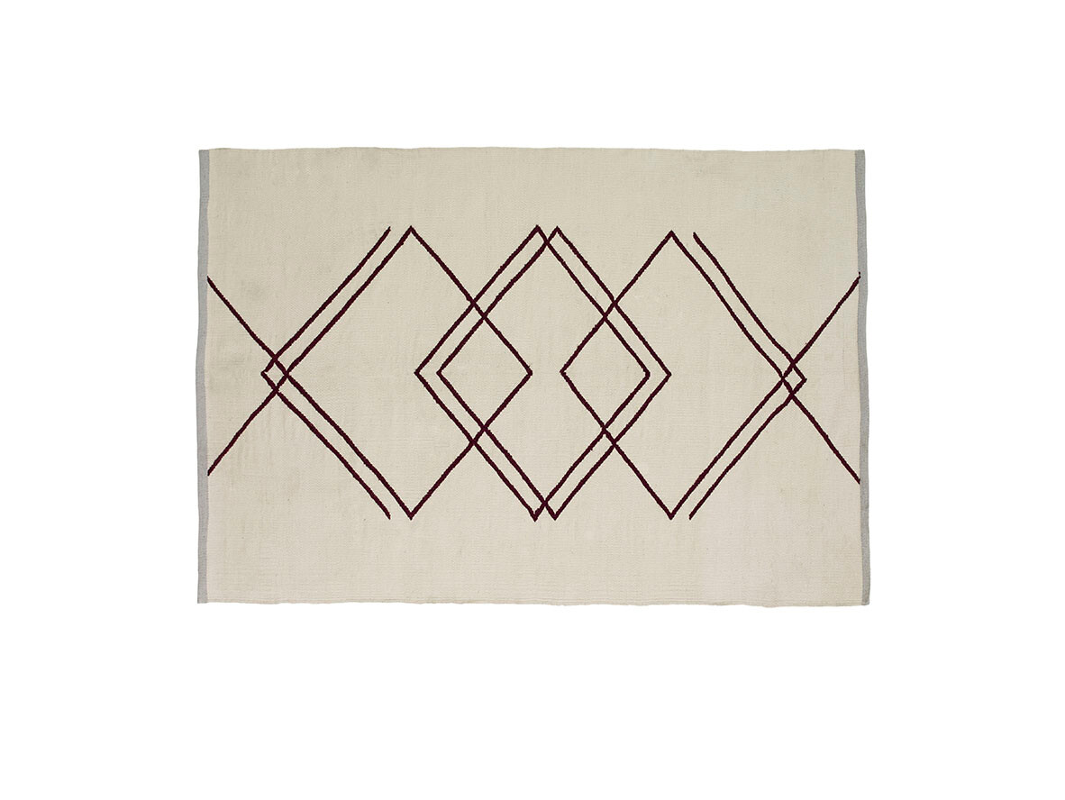 Hübsch - Rhomb Rug 120x180 White/Burgundy Hübsch von Hübsch