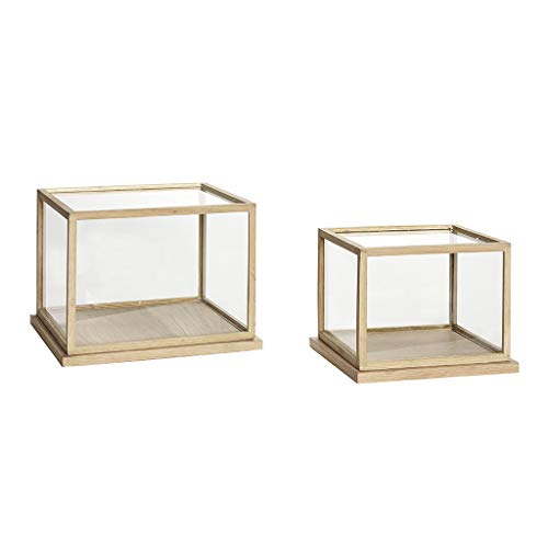 Hübsch Vitrine, niedrig, Eiche, Natur, 2er Set 32x28xh24, 40x35xh29cm von Hübsch