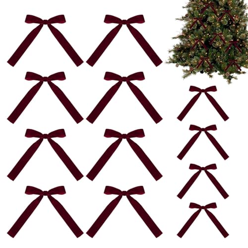 12 Stück Satinbandschleifen, Tannenbaum Schleifen Samt, Elegante Rote Samtschleifen, Kleine Weihnachtsschleifen Für Christbaumschmuck, Girlande Samtschleifen 12 Stück Satinbandschleifen, Tannenbaum Schleifen Samt, Elegante Rote Samtschleifen, Kleine Weihnachtsschleifen Für Christbaumschmuck, Girlande Samtschleifen von Huehkir