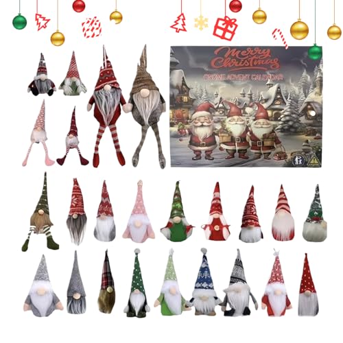 Huehkir Adventskalender Weihnachten 2025 | 2025 Adventskalender Mit 24 Wichtel Figuren | Festliche Party Geschenke Puppen für Halloween Fest Fensterbank Schreibtisch Kaminsims Tisch Mädchen von Huehkir