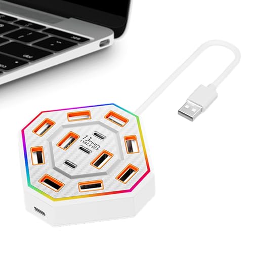 Huehkir Für Laptops - 13-Fach USB - Elektronik Zubehör RGB Design Für Wohnung Heimschule Studentenwohnheim von Huehkir
