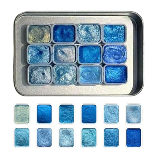 Huehkir Glitzer Aquarellfarbe,12 Farben Interaktives Malset - Tragbare Malutensilien Für Anfänger Kinder Mädchen Geburtstag Homeschooling Kunst Begeisterte Huehkir Glitzer Aquarellfarbe,12 Farben Interaktives Malset - Tragbare Malutensilien Für Anfänger Kinder Mädchen Geburtstag Homeschooling Kunst Begeisterte von Huehkir