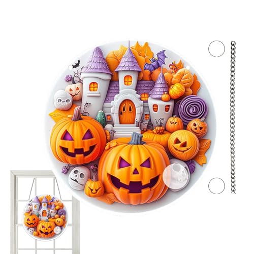 Huehkir Halloween Türschild Deko | Rundes Acrylschilder Halloween,Gothic Festdekoration Hängbar Deko Für Schlafzimmer Vordach Wand Landhausstil Kamin Fenster von Huehkir
