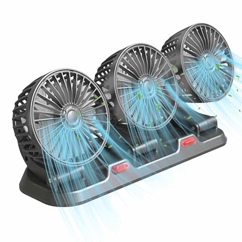 Huehkir Kfz-Lüfter - Dreiköpfiger elektrischer Kfz-Lüfter - USB/12V/24V Kühlluft persönlicher Ventilator, 2 Geschwindigkeiten, elektrischer Ventilator für LKW, Schiff, Van, SUV, Huehkir Kfz-Lüfter - Dreiköpfiger elektrischer Kfz-Lüfter - USB/12V/24V Kühlluft persönlicher Ventilator, 2 Geschwindigkeiten, elektrischer Ventilator für LKW, Schiff, Van, SUV, von Huehkir