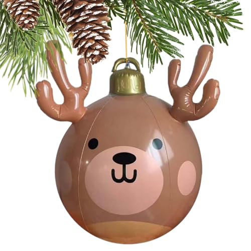 Huehkir Outdoor Weihnachts Rentier Aufblasbarer Ball,Niedlicher XXL Weihnachtsgarten Deko Hirsch - Festtagsambiente Deko Für Büro Neujahr Garten Terrasse von Huehkir