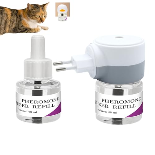 Huehkir Pheromon Diffuser Zur Beruhigung Von Katzen,Pheromon Verdampfer Zur Beruhigung Für Katzen - Stressreduzierung Bei Kätzchen & Wohnungskatzen von Huehkir