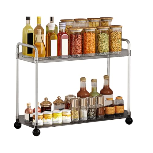 Huehkir Vanity Organizer Arbeitsplatte - 2-Etagen Küchenregal | Platzsparende Ablage für Schminkplatz Studentenzimmer Speisekammer Schreibtisch Kaffeetheke Unter Waschbecken Bad Küche von Huehkir