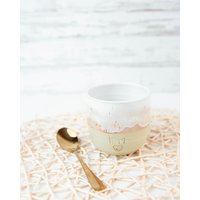 Handgetöpferter Becher, Herz Rosa Getupft/Weiss von Huehnerwiesenkeramik