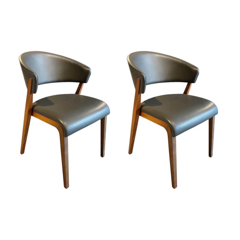 2er-Set S500 5125 Leder Grau Füße Nussbaum von Hülsta
