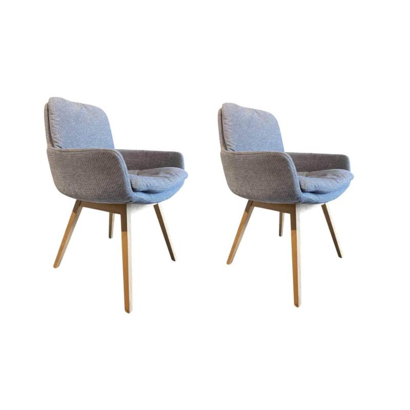 2er-Set Stuhl S 700 Stoff 4402 Grau Füße Eiche von Hülsta
