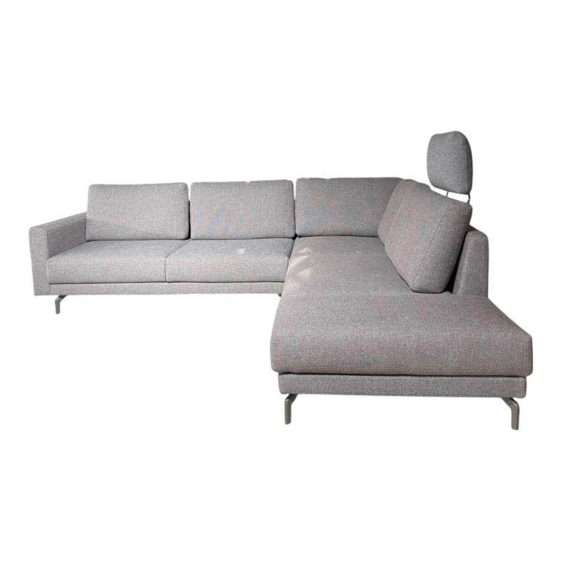 Ecksofa HS 450 Stoff Grau Füße Grau Mit Kissen Und Kopfstütze von Hülsta