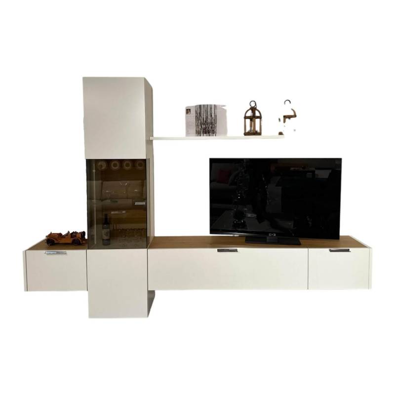 Wohnwand Fena Wohnen Lack Reinweiss Akzent Balkeneiche Mit Beleuchtung Und Funkf... Wohnwand Fena Wohnen Lack Reinweiss Akzent Balkeneiche Mit Beleuchtung Und Funkf... von Hülsta