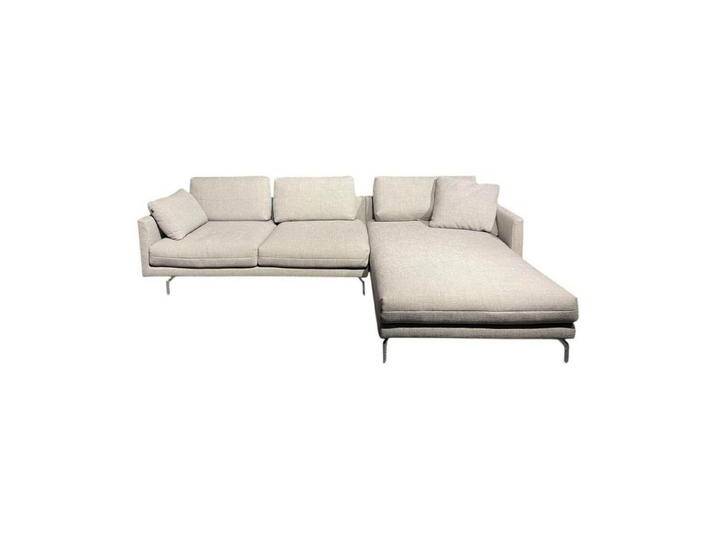 hülsta Ecksofa Ecksofa HS 414 Stoff 064 30 Platingrau Grau Füße Aluminium, grau von Hülsta