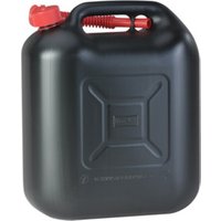 Hünersdorff Kraftstoff-Kanister STANDARD 20 L, HDPE schwarz, mit UN-Zulassung, rotes Zubehör von Hünersdorff