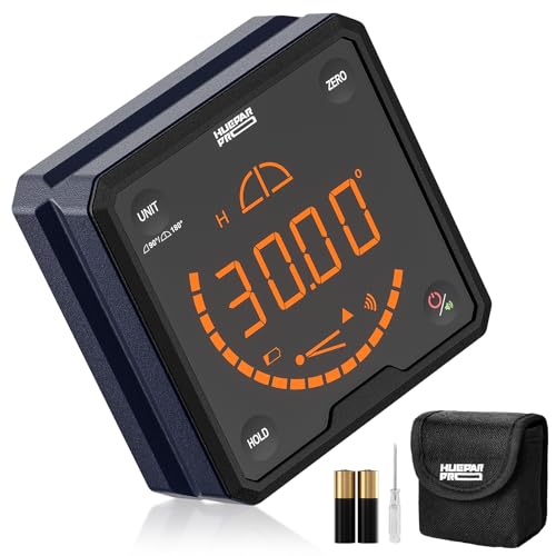 Huepar Pro Winkelmesser Digital Neigungsmesser mit V-Nut-Magnetfuß und hintergrundbeleuchtetem LCD, elektronischem Tischkreissägen-Anschlagwinkel, für Bauwesen, Holzarbeiten, Maschinenbau Huepar Pro Winkelmesser Digital Neigungsmesser mit V-Nut-Magnetfuß und hintergrundbeleuchtetem LCD, elektronischem Tischkreissägen-Anschlagwinkel, für Bauwesen, Holzarbeiten, Maschinenbau von Huepar Pro