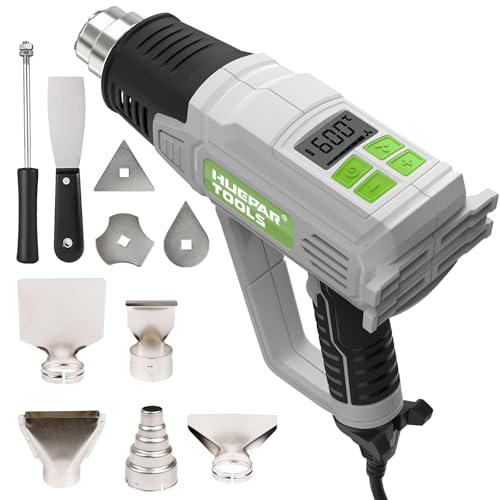 Huepar Tools 2300W Heißluftfön mit Groß LCD-Digitalanzeige, Heißluftpistole 50℃-660℃ Temperatur und Luftstrom einstellbar, mit 10 Zubehör, Keramik-Heizkern Heissluftföhn, Kühlfunktion, Überlastschutz von Huepar Tools
