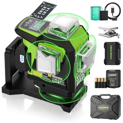Huepar 4D 16-Linien-Laser, selbstnivellierendes Laserwerkzeug mit grünem Strahl, LCD-Bildschirm und Pulsmodus, automatischer Sensorfunktion und Anpassung der Laserhelligkeit, 4x360 von Huepar
