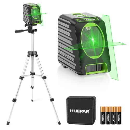 Huepar BOX-1G-TP Kreuzlinienlaser Grün, Linienlaser Selbstnivellierenden mit Pulsfunktion, Umschaltbar Vertikale- und Horizontaler Linie mit H130° / V150° Abstrahlwinkel, 25m Arbeitsbereich von Huepar