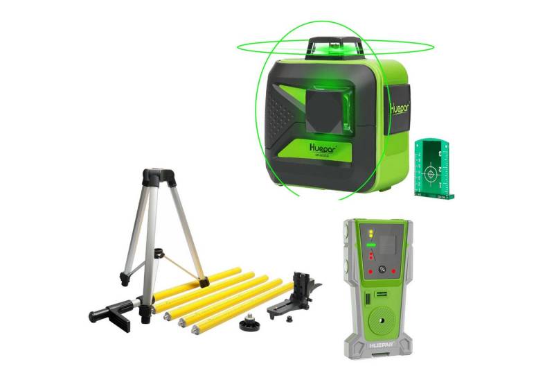 Huepar Kreuzlinienlaser Huepar 602CG grüner 2D Kreuzlinienlaser mit Akku und Wandhalterung von Huepar