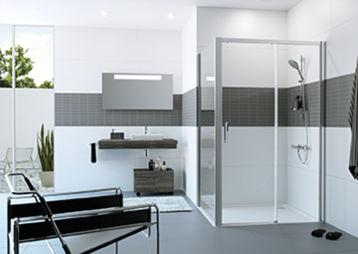 HÜPPE Classics 2 EasyEntry Viereck Seitenwand für Gleittür, Breite:90cm, Höhe:200cm, Befestigung links & rechts, C25404055375 von Hüppe