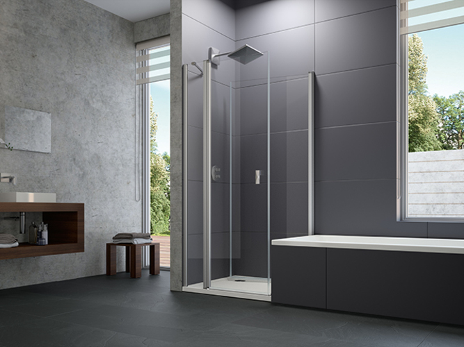 HÜPPE Design pure Viereck Bewegliche Seitenwand für Schwingtür, Breite:75cm Höhe:190cm, Befestigung links & rechts, 8P7702087378 von Hüppe