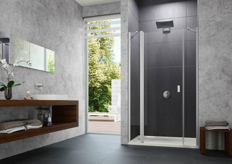HÜPPE Design pure Viereck Schwingtür m. festem Segment und Nebenteil in Nische, Breite:100cm Höhe:190cm, Befestigung links & rechts, 8P7301182380 von Hüppe