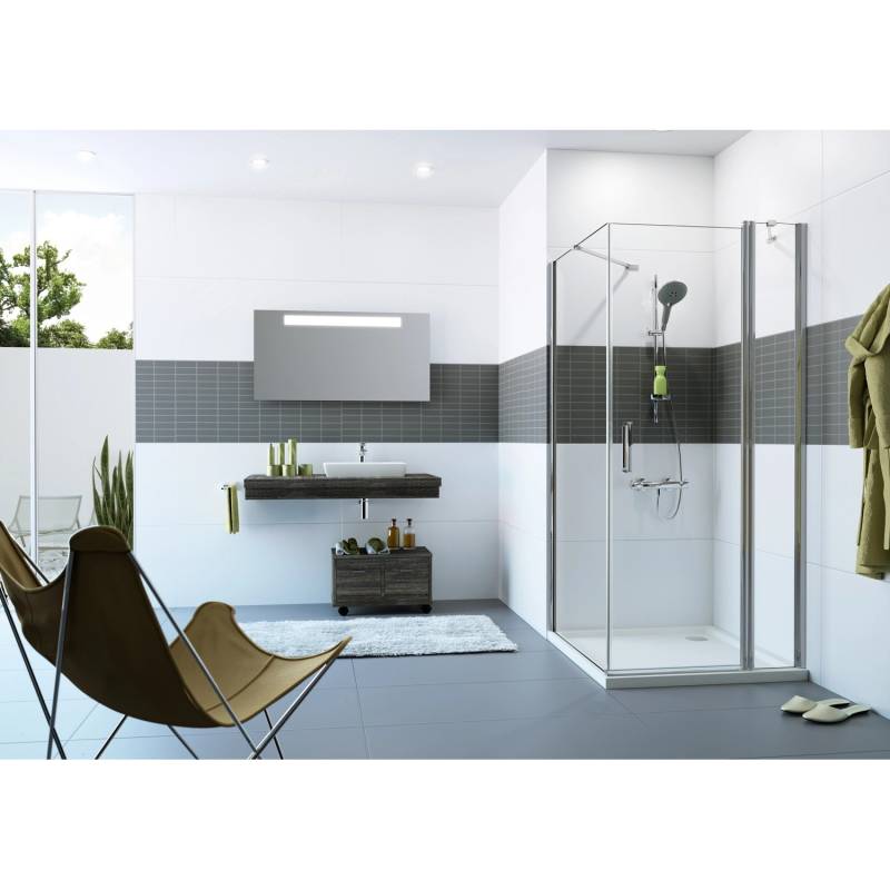 Hüppe Duschabtrennung Classics 2 4-Eck Schwingtür 98,5 cm x 190 cm Silber Matt von Hüppe