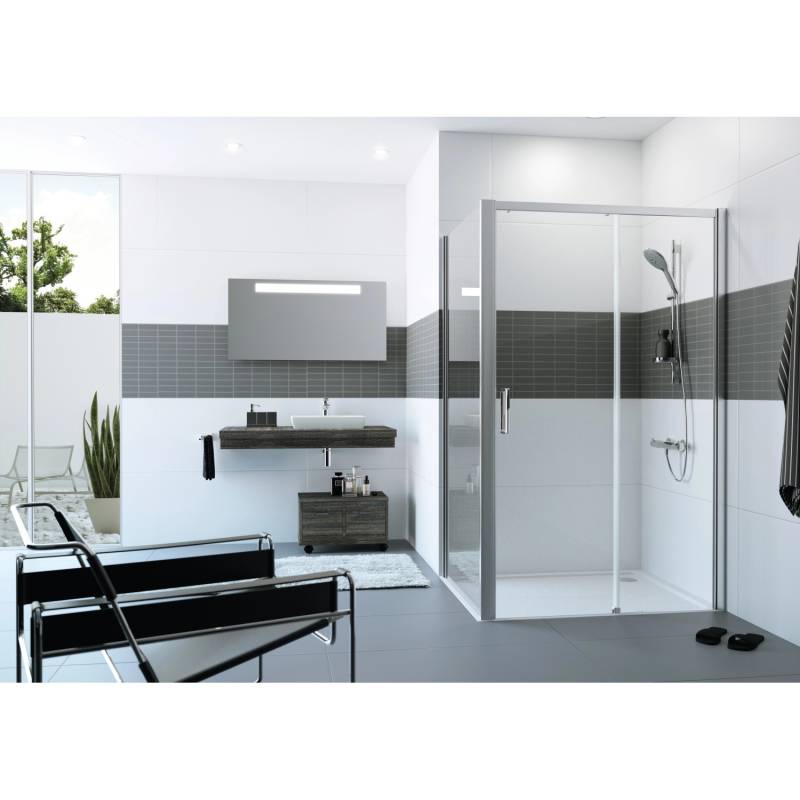 Hüppe Gleittür EasyEntry 1-tlg. festes Segment BxH: 150 cm x 200 cm R Silber HG von Hüppe