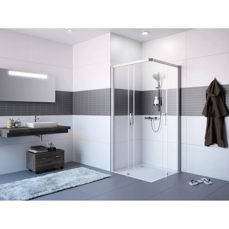 Hüppe Gleittüreckeinstieg EasyEntry 2-tlg. 1/2 BxH: 75 cm x 200 cm R Silber Matt von Hüppe