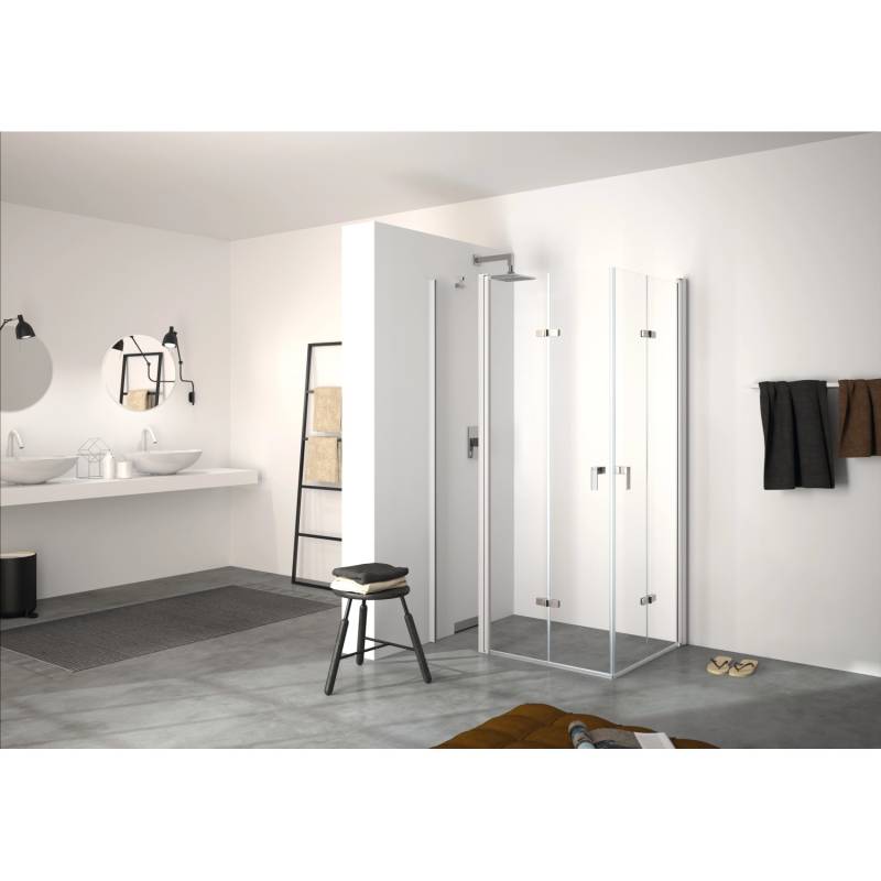 Hüppe Schwingfalttür Design Pure festes Segm. BxH: 140 cm x 200 cm R Silber Matt von Hüppe
