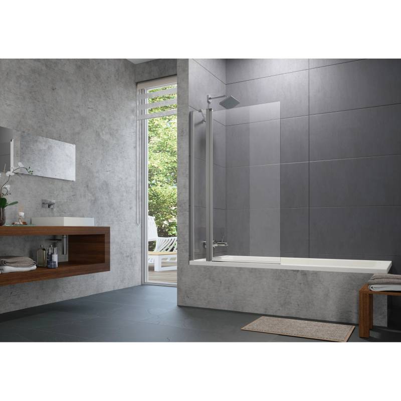 Hüppe Wannenabtrennung Design Pure 1-tlg. fes. Segm. BxH 95 x 150 cm Silber Matt von Hüppe