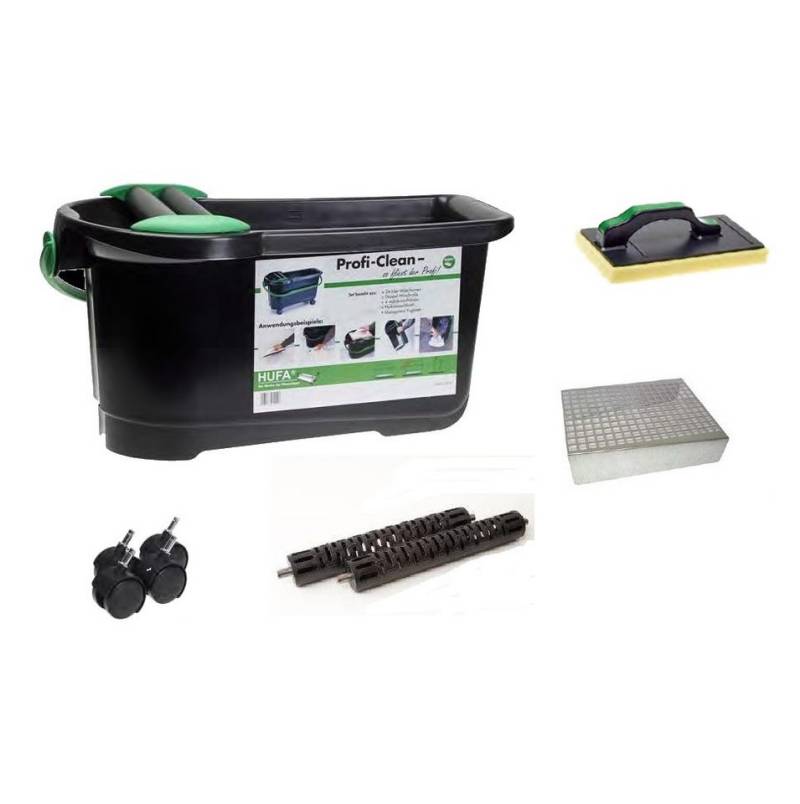 Hufa Fliesenrollenwasch-Set Hufa Fliesen Waschset 24 Liter Eimer Profi Clean Spezial Plus 9449, Noppen Waschrollen von Hufa