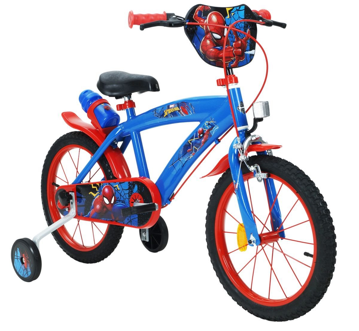 Huffy Kinderfahrrad 14 Zoll Kinder Fahrrad Rad Bike Disney Spiderman Marvel Huffy 24941, 1 Gang, Stützräder, Trinkflasche von Huffy