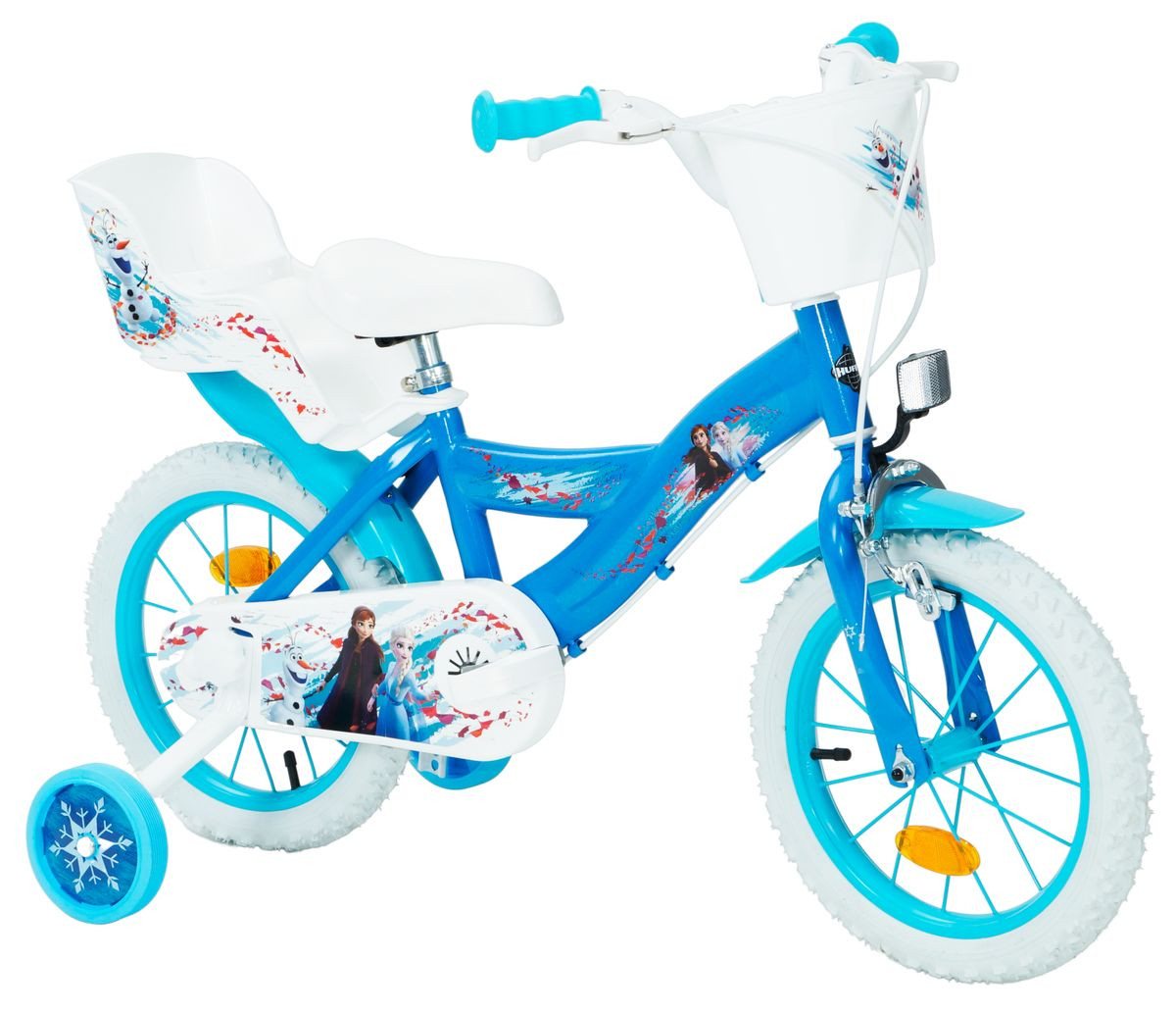 Huffy Kinderfahrrad 14 Zoll Kinder Mädchen Fahrrad Rad Elsa Frozen die Eiskönigin 24291w, 1 Gang, Korb, Puppensitz, Stützräder von Huffy